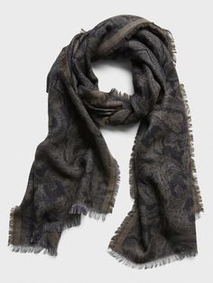 Wool-Cotton Paisley Scarf | Banana Republic Fall Pashmina Scarf With Paisley Print, Winter Pashmina Scarf With Paisley Print, Winter Paisley Print Pashmina Scarf, Winter Paisley Print Pashmina Scarves, Paisley Scarf, Paisley Scarves, Scarf Poncho, Cotton Scarf, Work Wardrobe