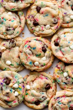 chocolate chip cookies with sprinkles and white chocolate chips