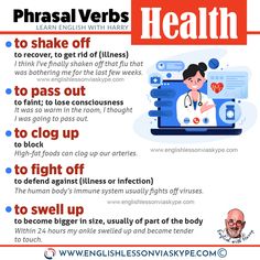 a poster with the words phrasal verbs and an image of a person on a laptop