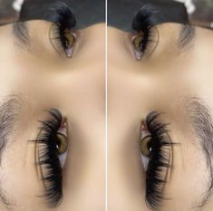 @cheryshpx Fluffy Lash Extensions Styles, Lash Inspiration Eyelash Extensions, Chunky Lash Extensions, Whispy Lashes Extensions Full, Mega Volume Whispy Lashes, Thick Cat Eye Lash Extensions