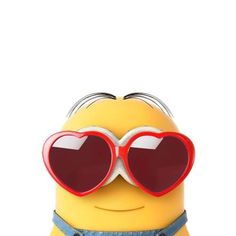 a minion with heart shaped sunglasses