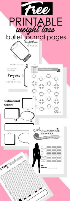 5 Free Printable Bullet Journal Weight Loss Pages ⋆ The Petite Planner Free Bullet Journal Printables, Bullet Journal Inserts, Training Journal, Printable Bullet Journal, Bullet Journal Pages, Weight Tracker, Bullet Journal Printables, Bullet Journal Layout, Journal Layout