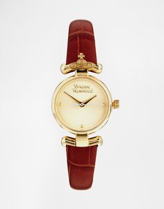 Vivienne Westwood Orb, Brown Leather Strap Watch, Leather Strap Watch, Dope Jewelry, Brown Leather Strap, Girly Jewelry, Dream Jewelry