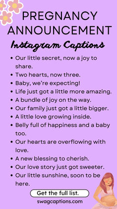 Featuring the best Instagram Captions for Pregnancy Announcements Posts to Share on Social Media. Cute Pregnancy Quotes, Pregnancy Announcement Quotes, Best Instagram Captions, Baby Captions, Newborn Quotes, Baby Announcement To Husband, Pregnancy Facts, Fun Baby Announcement