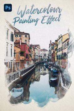 watercolor painting effect with boats on the river