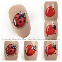 Ladybug Nail Art, Animal Nail Art, Nail Drawing, Floral Nail Designs, Butterfly Nail Art, Nail Art Designs Diy