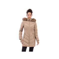 Stay warm in style with this Women's London Fog Faux Fur Trimmed Hooded Puffer Jacket. Click on this WOMEN'S GUIDE to find the perfect fit and more! Stay warm in style with this Women's London Fog Faux Fur Trimmed Hooded Puffer Jacket. Click on this WOMEN'S GUIDE to find the perfect fit and more! FEATURES Stand collar Stretch insets Woven construction 2 pockets Removable hood with faux-fur trim Zipper front Thumb holes at cuffs Fully linedFIT & SIZING Regular fit 34-in. length from shoulder to h Winter Down Outerwear With Faux Fur Lining, Fitted Hooded Parka With Faux Fur Trim, Quilted Parka For Outdoor, Cold Weather Outerwear With Faux Fur Trim, Winter Down Outerwear With Faux Fur Trim, Fitted Winter Parka With Faux Fur Trim, Winter Outerwear With Faux Fur Trim And Down, Down Outerwear With Faux Fur Trim For Cold Weather, Faux Fur Trim Down Outerwear For Cold Weather