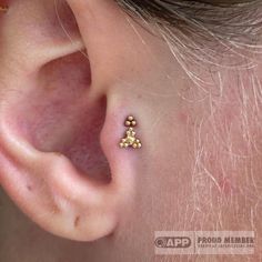 a person with a small ear piercing on their left side