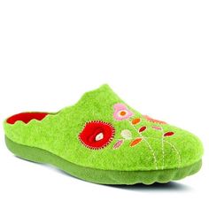 WILDFLOWER SLIPPER Womens Clogs And Mules, Colorful Slippers, Indoor Outdoor Slippers, Spring Step Shoes, Wool Cushion, Outdoor Slippers, Wool Slippers, Women's Mules, Womens Mules