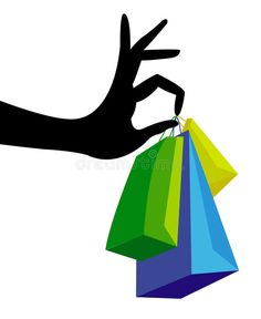 a hand holding shopping bags royalty illustration