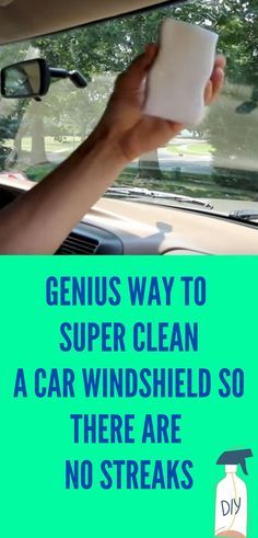 a person holding up a tissue in their hand with the words genius way to super clean a car windshield so there are no streaks