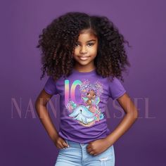 Beautiful Black Mermaid and Cute Dolphin 10th Birthday Girl T-Shirt for Girls who have just reached Double Digits! Faux Glitter Accented Mermaid and Ombre Ten Printed for Each Customer on a Super Soft, Premium Ring-spun Cotton Tee, printed using Vegan, Eco-Safe Inks Makes a GREAT Birthday Girl gift and makes her birthday much more memorable! FAST Add-On Upgrade Option for a Tank Top, Long Sleeve Shirt or Hoodie, Matching Cards, Stickers, Add a Design to the Back of the shirt & MORE! https://www. Casual Purple T-shirt For Birthday, Casual Purple Birthday T-shirt, Casual Purple Top For Birthday, Purple Crew Neck T-shirt For Birthday, 10 Birthday Party, Ten Birthday, 10th Birthday Shirt, Birthday Girl T Shirt, 10 Birthday