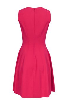 Pop in pink wherever you go with this bright and bold frock from Michael Kors Collection! Made in a classic fit and flare silhouette with a vibrant pink hue, this simple yet eye-catching piece is perfect for cocktail parties, networking events and everything in between! Add a hint of glitz with sparkly pumps and you’ll be sure to stun and shine! Size 4 96% Wool, 4% Spandex Made in Italy Concealed back zipper Unlined Fit and flare silhouette Round neckline Sleeveless Bust 32” Waist 28” Shoulder t Chic Pink A-line Sleeveless Dress, Pink Fitted A-line Sleeveless Dress, Pink Sleeveless Fit And Flare Dress, Pink Sleeveless Dress For Work, Pink A-line Dresses For Work, Pink Sleeveless Dress With Back Zipper, Sleeveless Pink Dress With Back Zipper, Chic Michael Kors Dress For Work, Chic Michael Kors Workwear Dresses