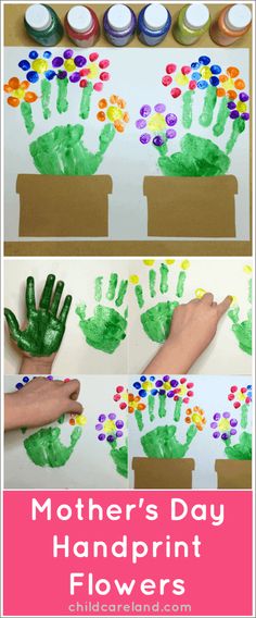 mother's day handprint flower craft for kids