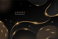 luxury background with golden lines and dots on black backdrop for your business presentation or web design