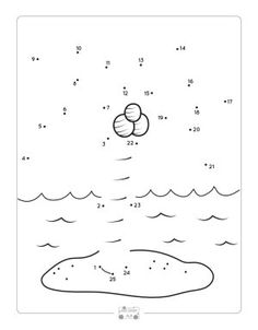 a coloring page with an image of the moon and stars in the sky above water