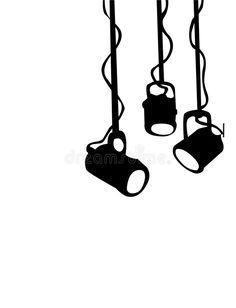 three black and white lamps hanging from the ceiling royalty illustration stock image - freehand