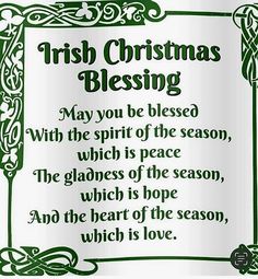 irish christmas blessing poster with green lettering