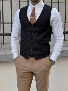 Male Vest Outfit, Waist Coat Men, Men Vest Outfits, Black Vest Outfit, Mens Dress Vests, Waistcoat Outfit, Men Waistcoat