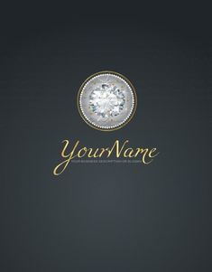 a diamond logo with the words your name in gold and silver on a black background