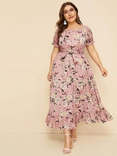 Belted Long Dress, Floral Dresses Long, Curvy Dress, Plus Size Maxi Dresses, Women Long Dresses, Style Chic, Hem Dress, Plus Size Dress, Favorite Dress