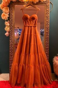 Burnt Orange Dress, Long Prom Gowns, Engagement Dresses, Gala Dresses, Guest Outfit, Orange Dress, Prom Gown, Guest Dresses, Formal Dress