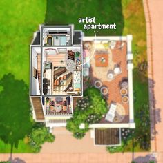 an artist's rendering of a house from above