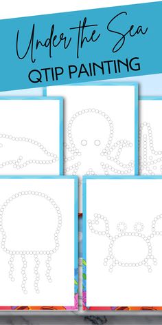 the under the sea clip painting project is shown with four pictures and text that reads under the