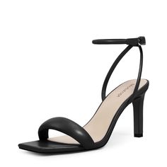 PRICES MAY VARY. [👠Black Heels for Women]：Womens strappy high heels, simple and fashion design in summer. the heel height is about 8cm(3.15 inch). [👠Classic Design]：Open square toe and stylish design, which will keep you chic and charming at all times. [👗Comfortable To Wear]: Adjustable ankle strap black heels are convenient for women to wear, soft padded insole and anti-slip rubber outsole will give you sturdy and comfortable wearing experience. [👗Match All Occasions]:The black high heels s Sleek Strapped Sandals For Party, Sleek Strappy Sandals For Party, Sleek Party Sandals With Straps, Sleek Ankle Strap Heels With Straps, Elegant Ankle Strap Heels For Summer, Sleek Ankle Strap Sandals, Sleek Ankle Strap Heels For Spring, Sleek Single Strap Party Sandals, Sleek Strappy Heels For Spring