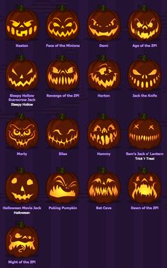 pumpkins that have been carved to look like jack o lanterns