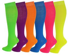 PRICES MAY VARY. Quantity : 6 Pairs Per lot Materials : 95% Polyester , 5% Spandex Size : 9-11 ( Fit women shoe size 4 to 10 ) Length : 14" top to heel Comfortable Stretch for All Day long. Instagram Model Outfits, Womens Compression Socks, Blue Emoji, Fancy Design, Knit Leg Warmers, Long Socks, Colorful Socks, Neon Color, Womens Knee High Boots