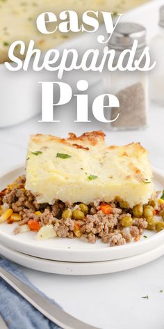 a white plate topped with shepherds pie