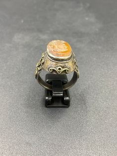 Afghan vintage agate stone intaglio king signet Silver ring old Natural Coral, Beaded Animals, Lovely Ring, Agate Stone, Favorite Rings, Loose Beads, Signet Ring, Sterling Ring, Round Beads