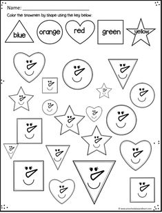 a worksheet with different shapes and numbers