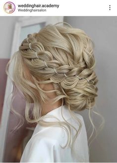 a woman with blonde hair wearing a wedding hairstyle