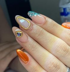 Kylie Nails, Summer Mismatched Nails, Simple Gel Nails, Glow Nails, Beach Nails, Minimalist Nails, Fire Nails, Funky Nails