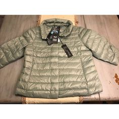 My Anorak Sage Green Water Resistant Crop Sleeve Puffer Coat Sz L Down Fill New With Tags. Please See Pictures For Details And Measurements Jean Jacket Fits, Corduroy Jacket Womens, Red Pea Coat, Pink Flannel, Cropped Zip Up, Green Water, Flannel Jacket, Checked Blazer, Trench Coat Black