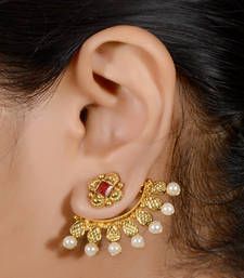 Buy Antique 2 in one stud cum ear cuff hoop online Antique Jewellery Online, Antique Gold Jewelry Indian, Antique Gold Jewelry, Jewelry Design Earrings, Gold Earrings Designs, Gold Jewelry Indian, Bridal Gold Jewellery, Small Earrings, Fashion Jewelry Earrings