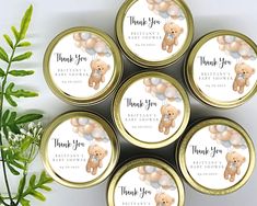 thank you baby shower favors in gold tins