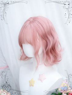 This price is for a wig only, others are not included. SizeFree SizeHair Length30-35 Wispy Bangs, Short Wavy, Synthetic Wig, Peach Pink, Pink Shorts, Synthetic Wigs, Synthetic Fiber, Bangs, Wigs