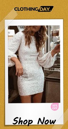 Sequin Long Sleeve Mini Dress