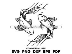 the commercial use svg png dxf eps file for koi fish