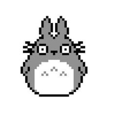 an image of a totoro face drawn in pixell style on a white background