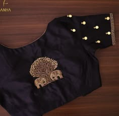 Black Blouse Designs, Elephant Embroidery, Jump Suits, Blouse Designs Catalogue, Blouse Ideas, Traditional Blouse Designs, Cutwork Blouse Designs, New Blouse Designs