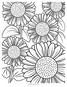 sunflowers coloring pages for adults and kids to print out on their own sheets