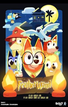 a poster for the animated movie, firefound with an image of cats and dogs