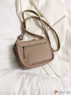 BirdinBag - Premium Genuine Leather Shoulder Crossbody Bag with Chic Buckle Design Beige Saddle Bag With Adjustable Strap For Daily Use, Beige Saddle Shoulder Bag With Adjustable Strap, Beige Satchel Saddle Bag With Adjustable Strap, Beige Saddle Bag Satchel With Adjustable Strap, Beige Crossbody Saddle Bag For Daily Use, Beige Saddle Bag Satchel With Removable Pouch, Beige Saddle Bag With Removable Pouch For Daily Use, Beige Saddle Shoulder Bag For Daily Use, Beige Shoulder Saddle Bag For Daily Use