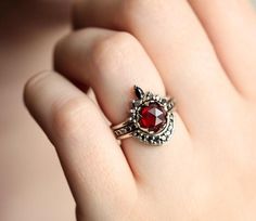 Garnet Ring, Black Diamond Ring Black Diamond Ring Set, Bezel Set Diamond Band, Black Diamond Bands, Red Garnet Ring, Red Stone Ring, Custom Wedding Rings, Gold Diamond Wedding Band, Black Diamond Ring Engagement, Black Diamond Ring