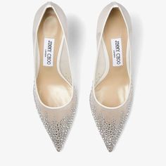 White Dress Shoes Men, Jimmy Choo Wedding Shoes, Sparkle Shoes, Embellished Shoes, Jimmy Choo Heels, White Pumps, Wedding Heels, Stiletto Pumps, White Mesh