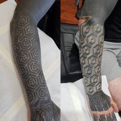 two men with tattoos on their arms and legs